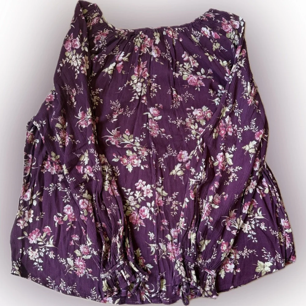 Chaps Women's Plum Floral Blouse - Picture 3 of 5